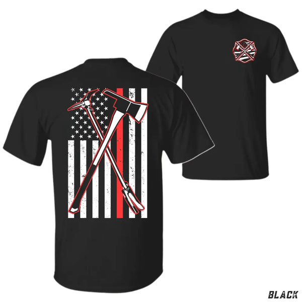 Firefighter Axe Flag Navy Blue T-Shirt